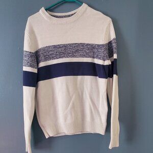 Izod Mens size Small Off White Navy knit Sweater Dressy Casual